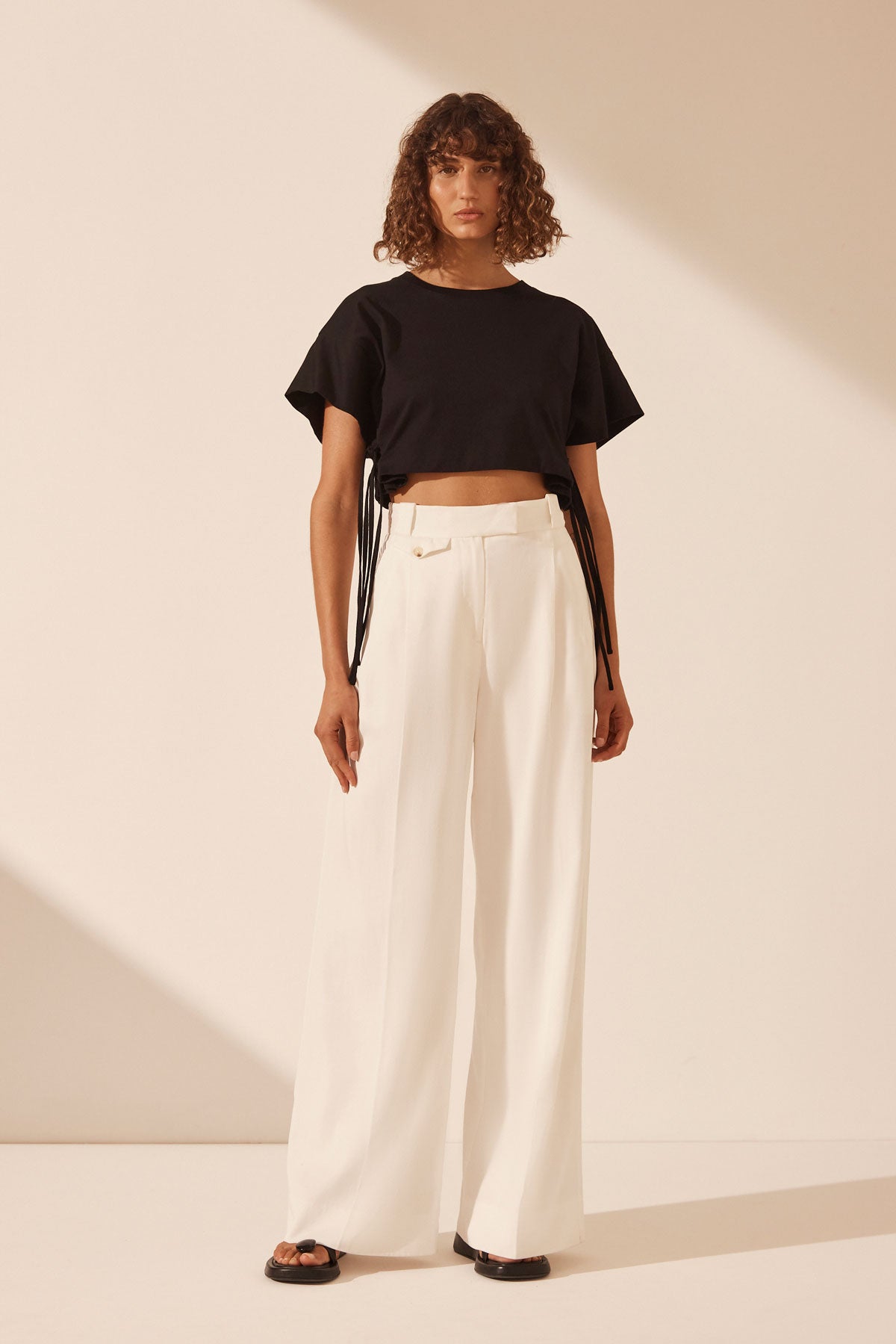Sara Tailored Wide Leg Pant // Coconut