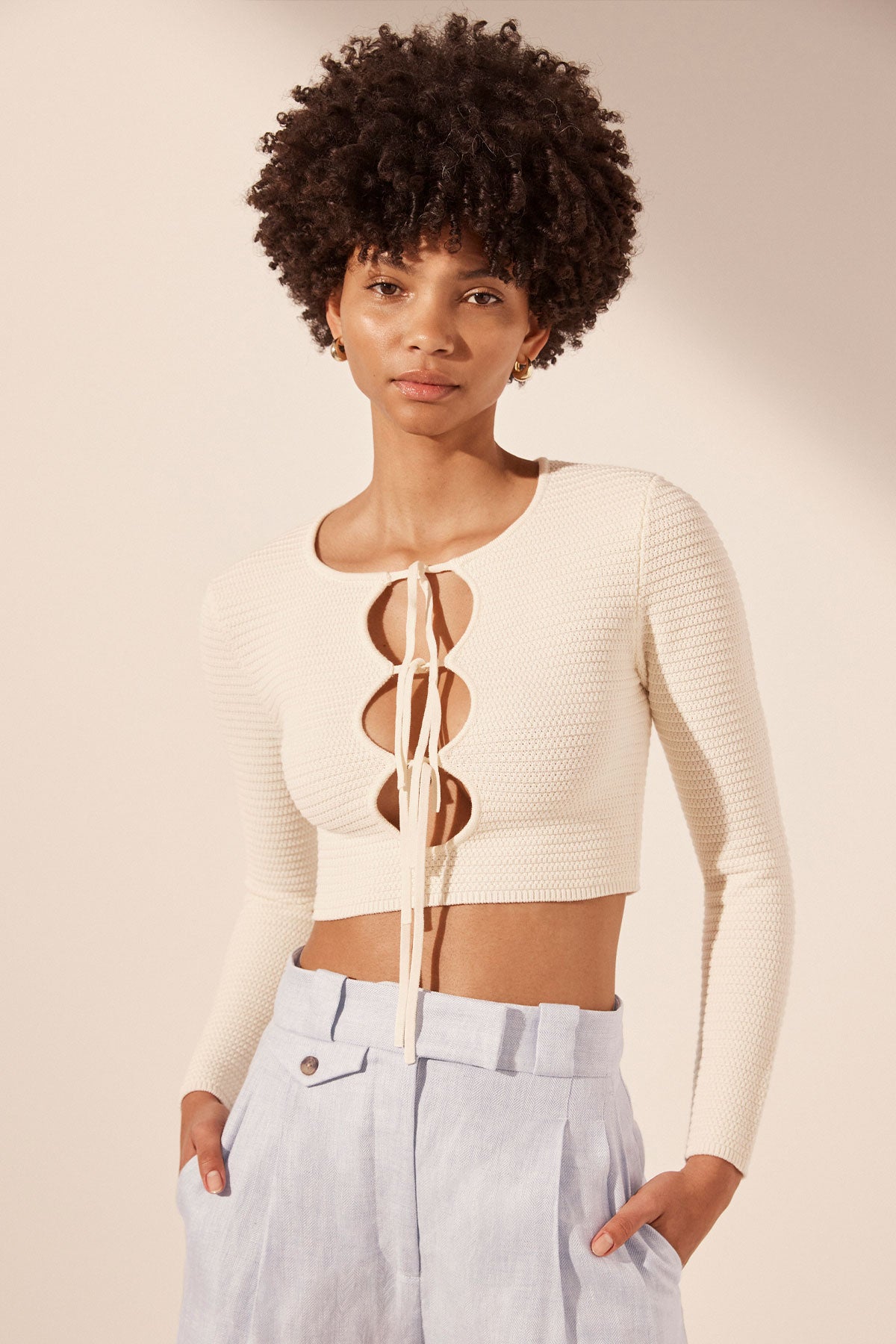 Eve Long Sleeve Keyhole Top // Coconut