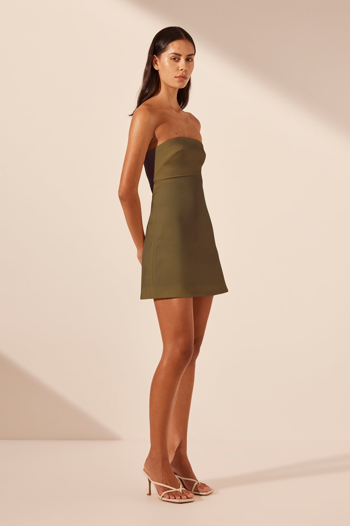 Lani Strapless Mini Dress // Army Green
