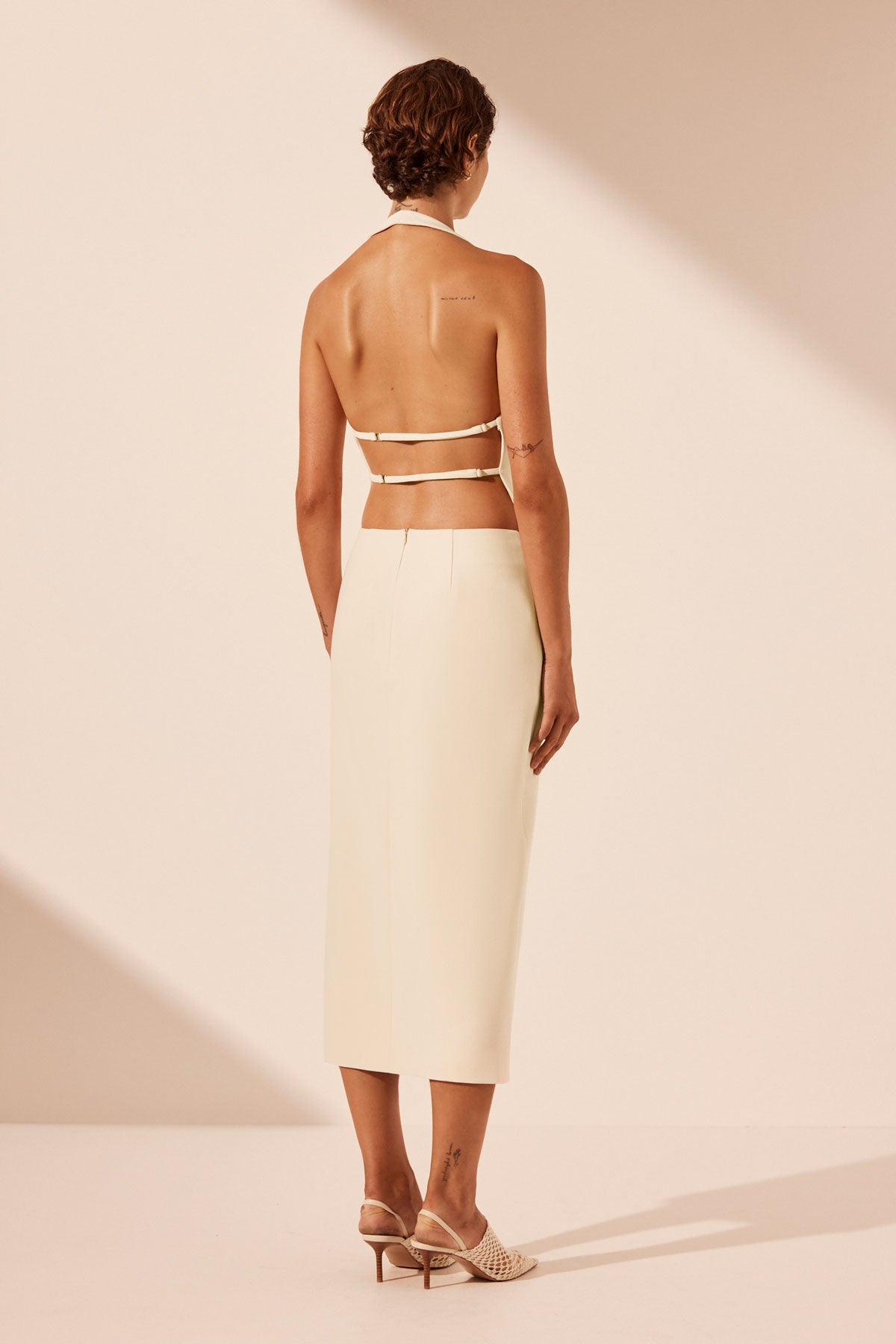 Irena Tailored Open Back Vest // Rice