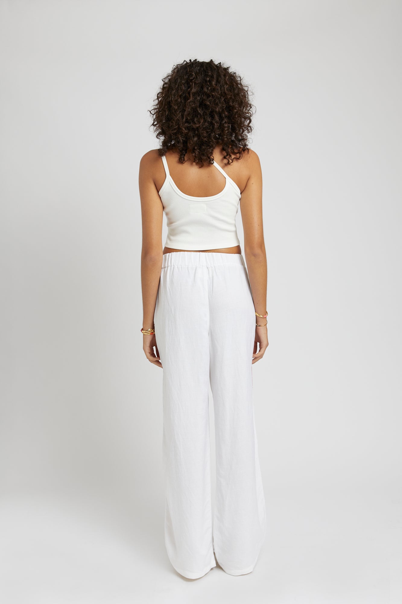 One Shoulder Cross Over Top // White