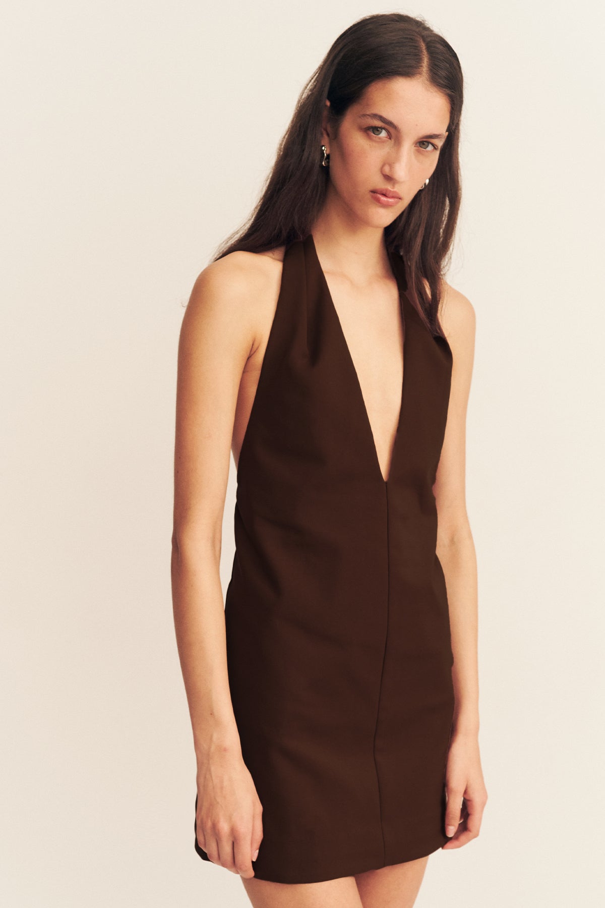 Lani Halter Neck Mini Dress // Espresso