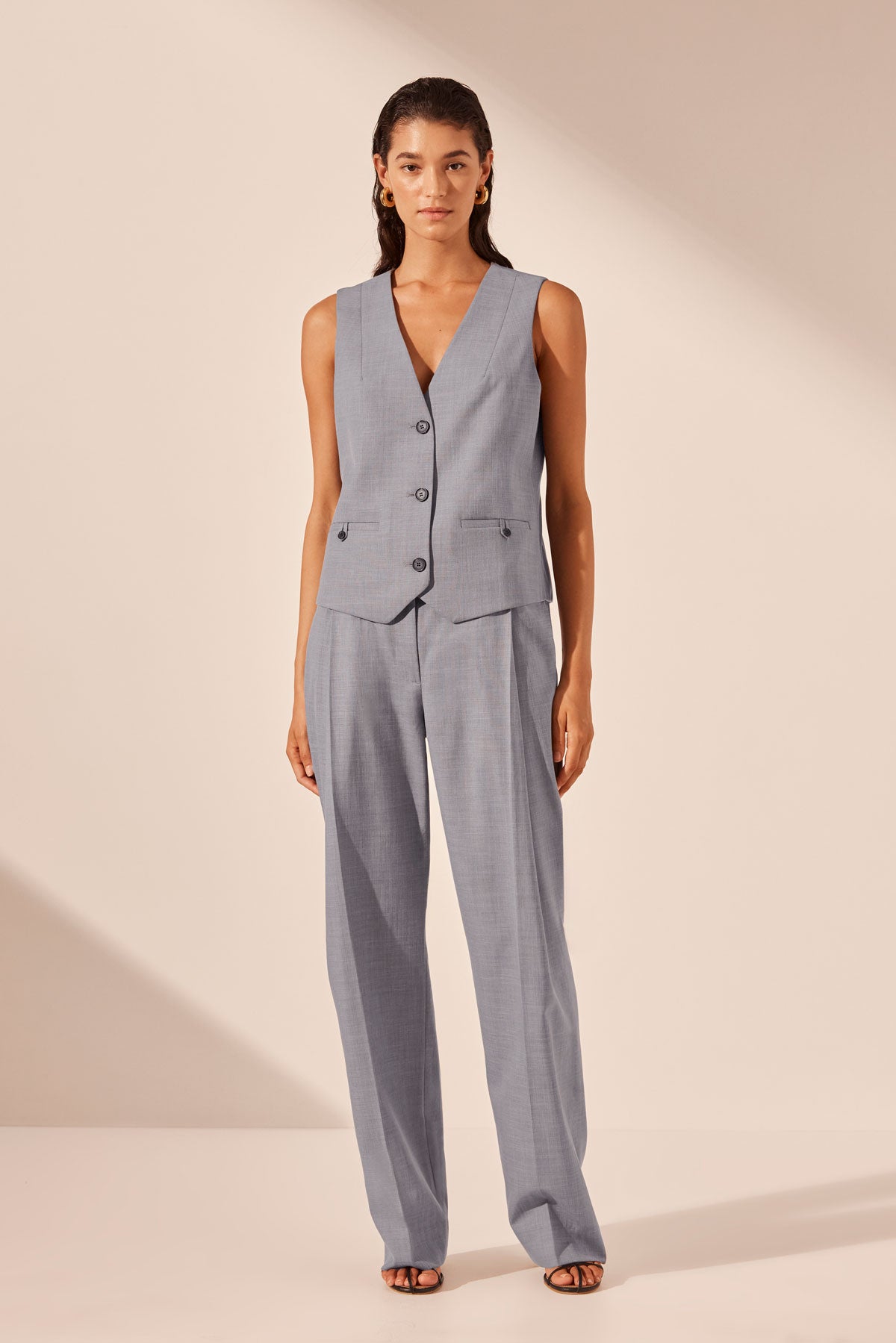 Asher Oversized Tailored Vest // Steel Grey