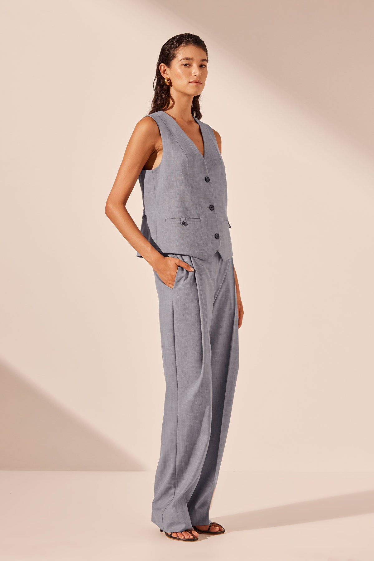 Asher Oversized Tailored Vest // Steel Grey