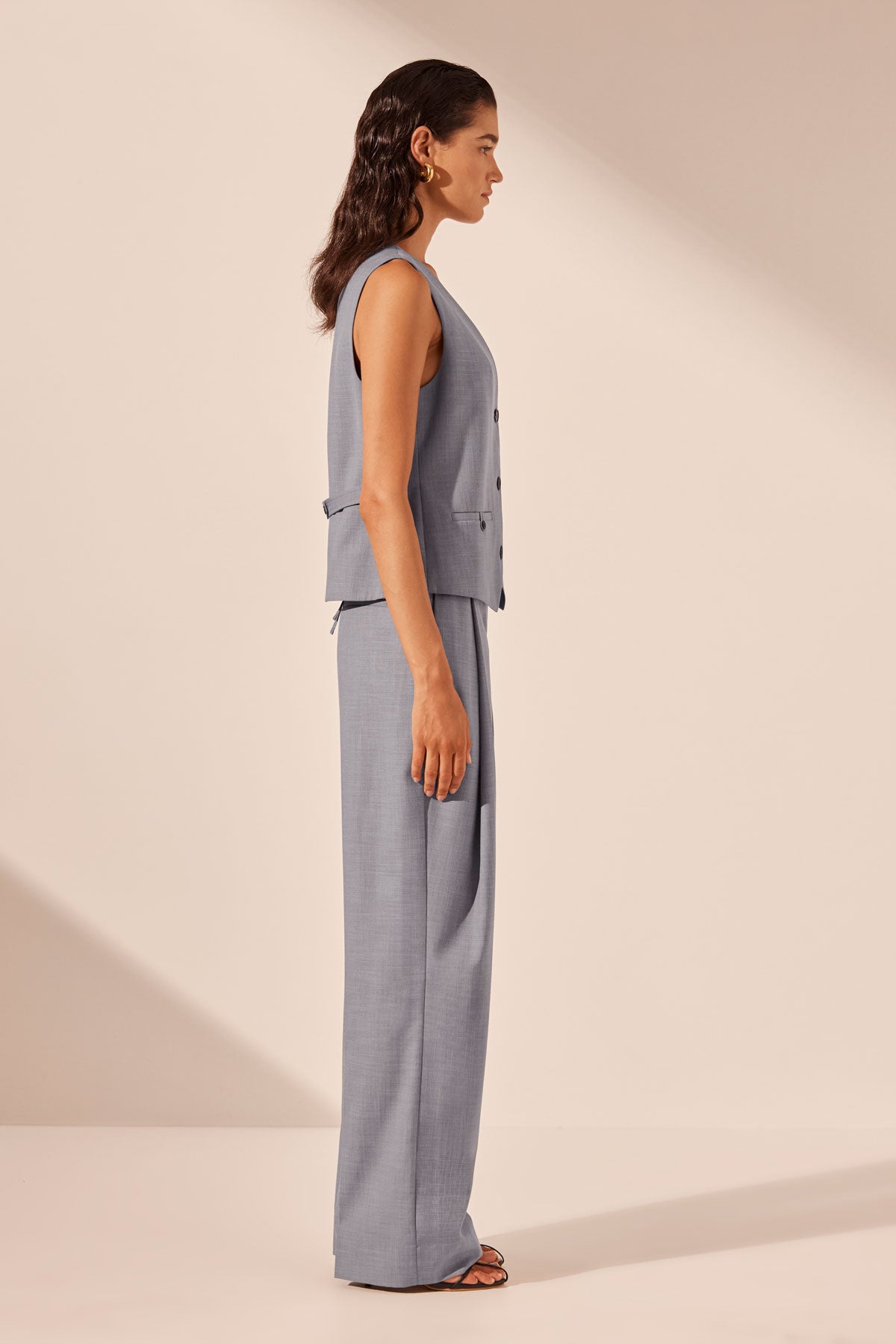 Asher Oversized Tailored Vest // Steel Grey