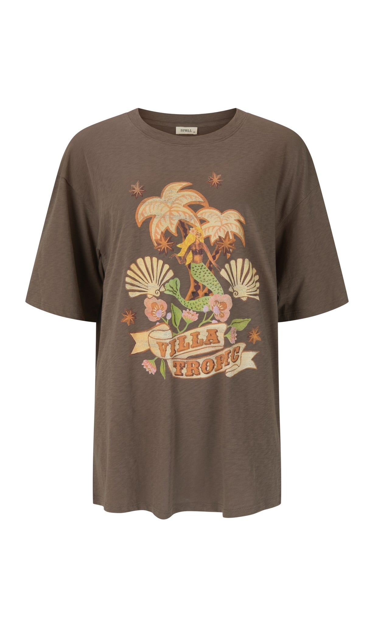 Villa Tropic Oversized Biker Tee // Coffee