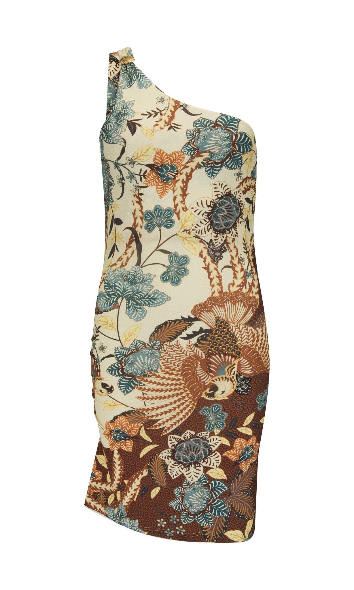 Volcano Goddess One Shoulder Mini Dress // Coconut