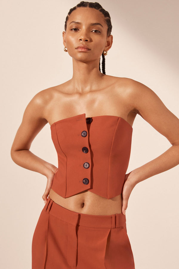 Irena Button Up Bodice // Brick Orange