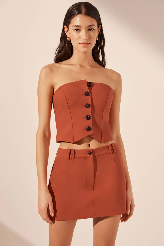 Irena Button Up Bodice // Brick Orange