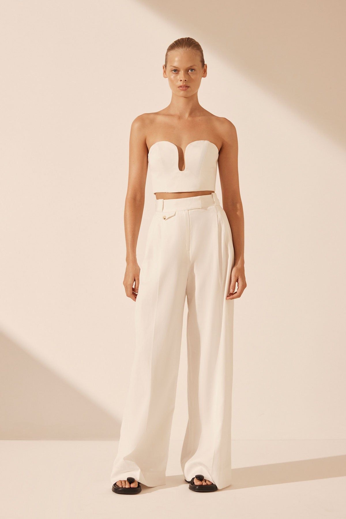 Sara Tailored Wide Leg Pant // Coconut