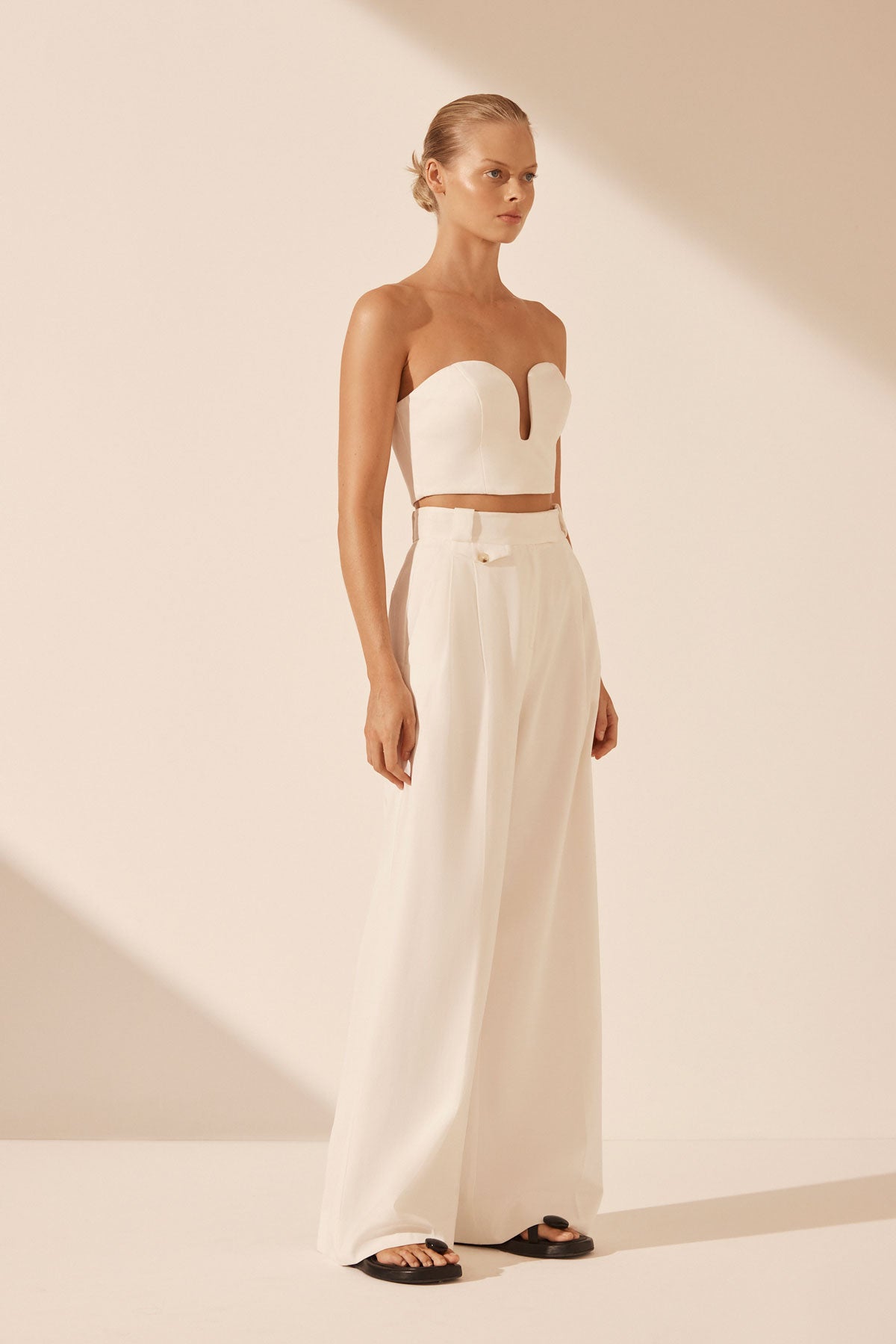 Sara Tailored Wide Leg Pant // Coconut