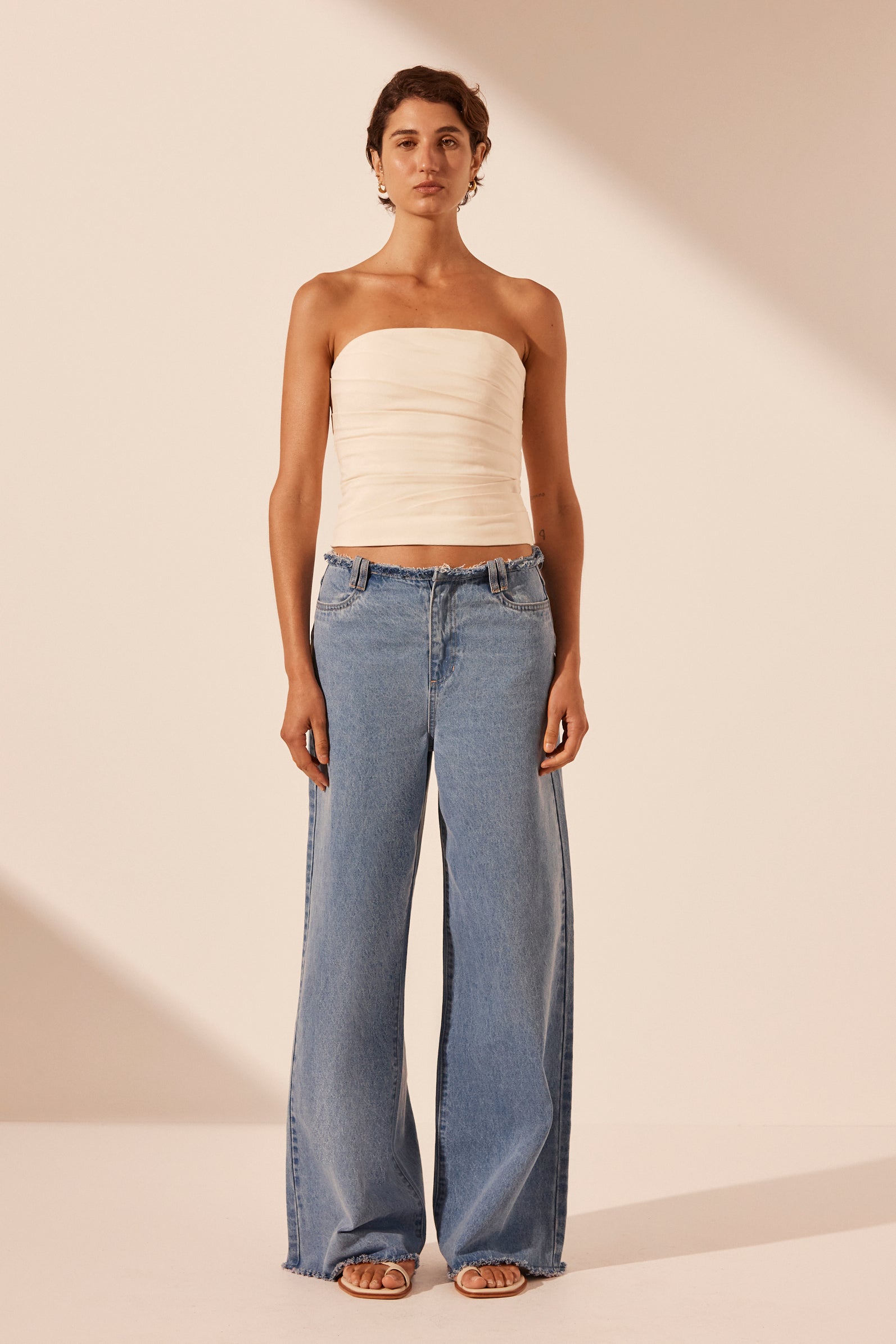 Lani Strapless Draped Bodice // Rice