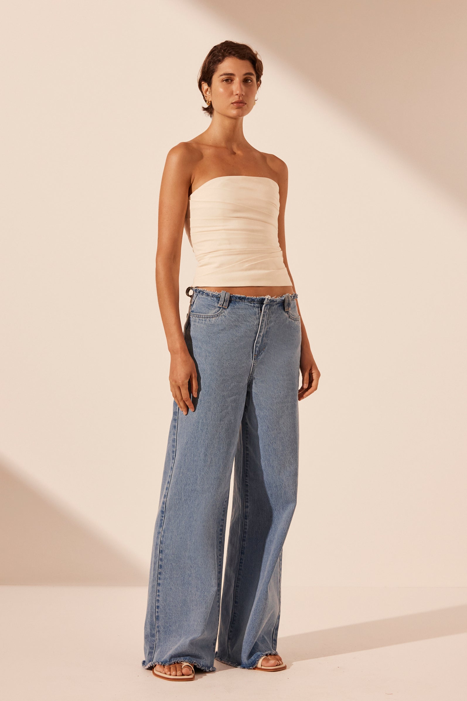 Lani Strapless Draped Bodice // Rice