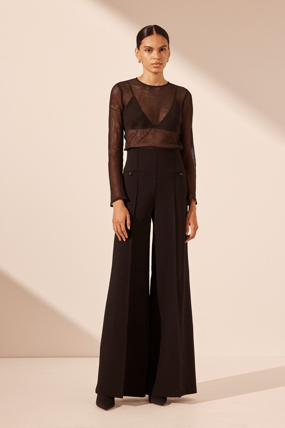 Amura High Waisted Wide Leg Pant // Black