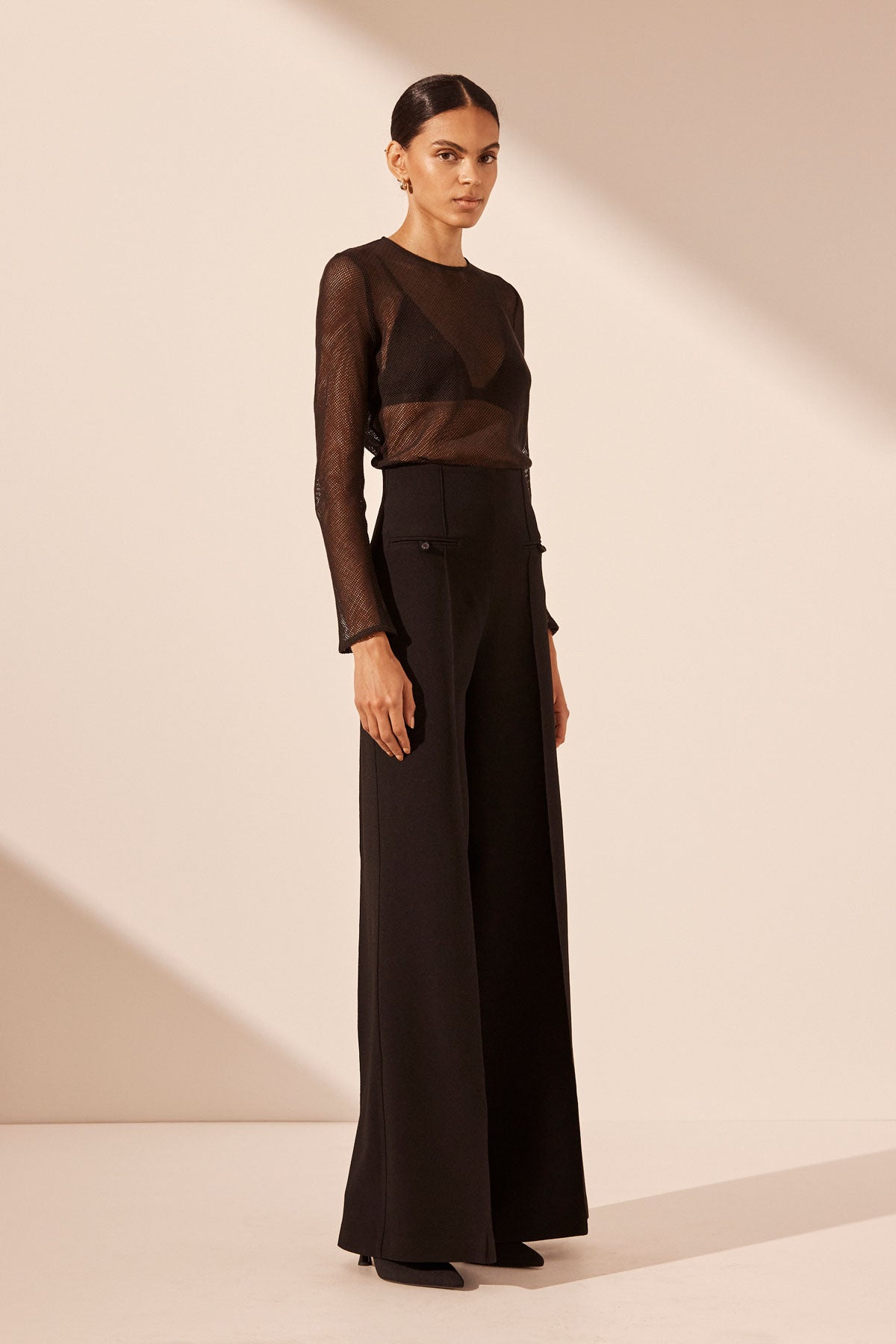 Amura High Waisted Wide Leg Pant // Black