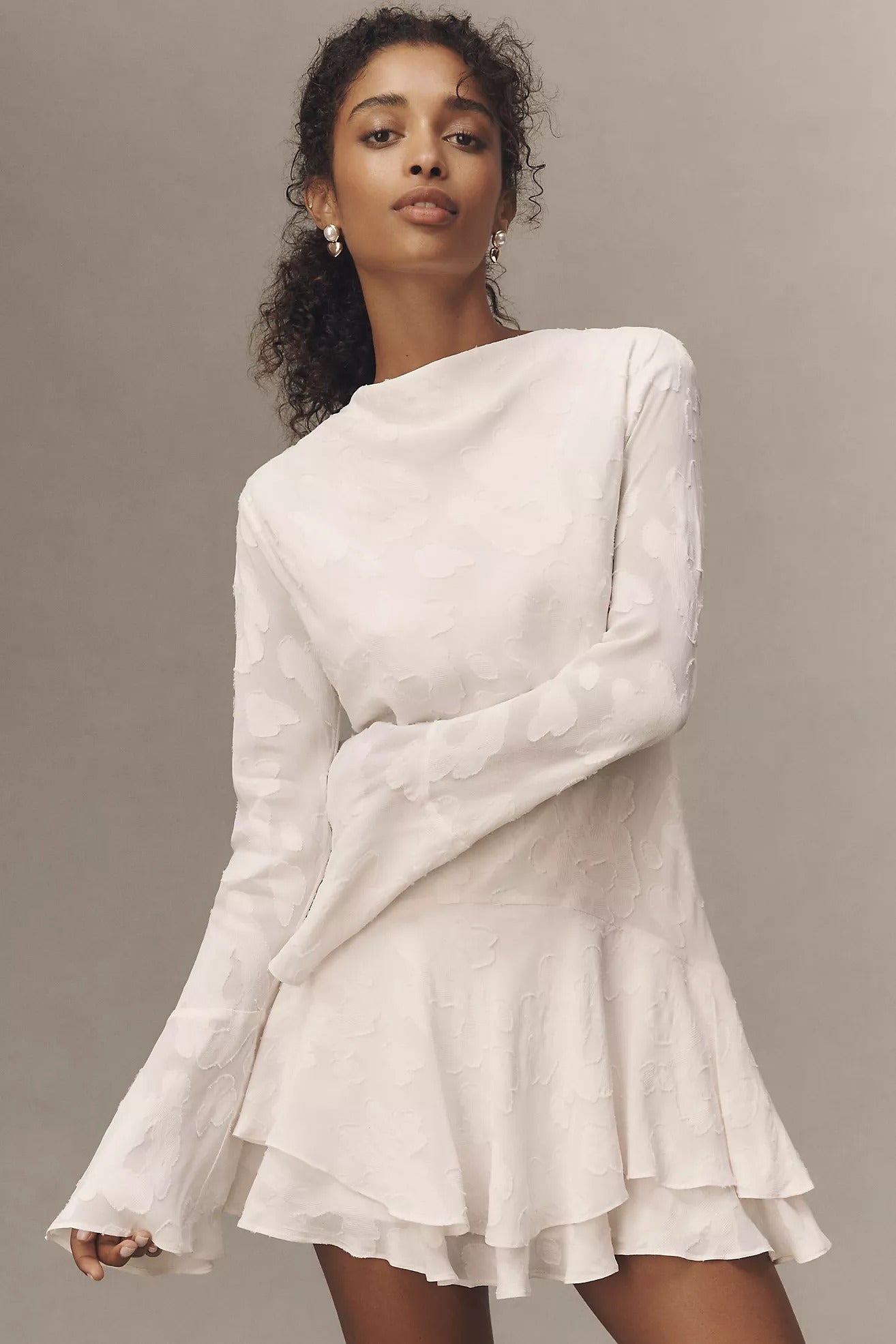 let me be long sleeve ruffle mini dress Summer In Italy Ruffled Mini Dress Mermaid Way, White / S