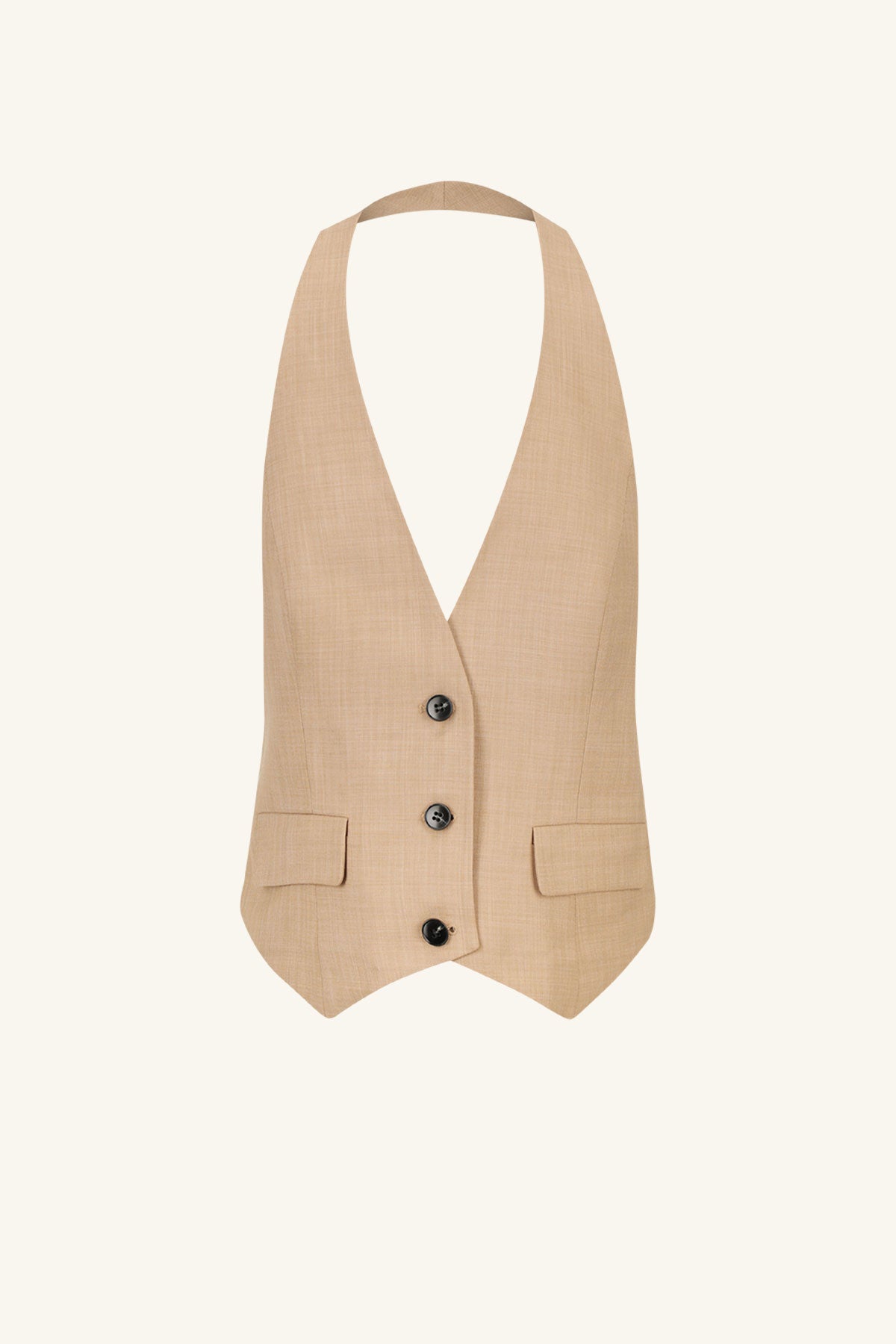 Asher Tailored Open Back Vest // Latte