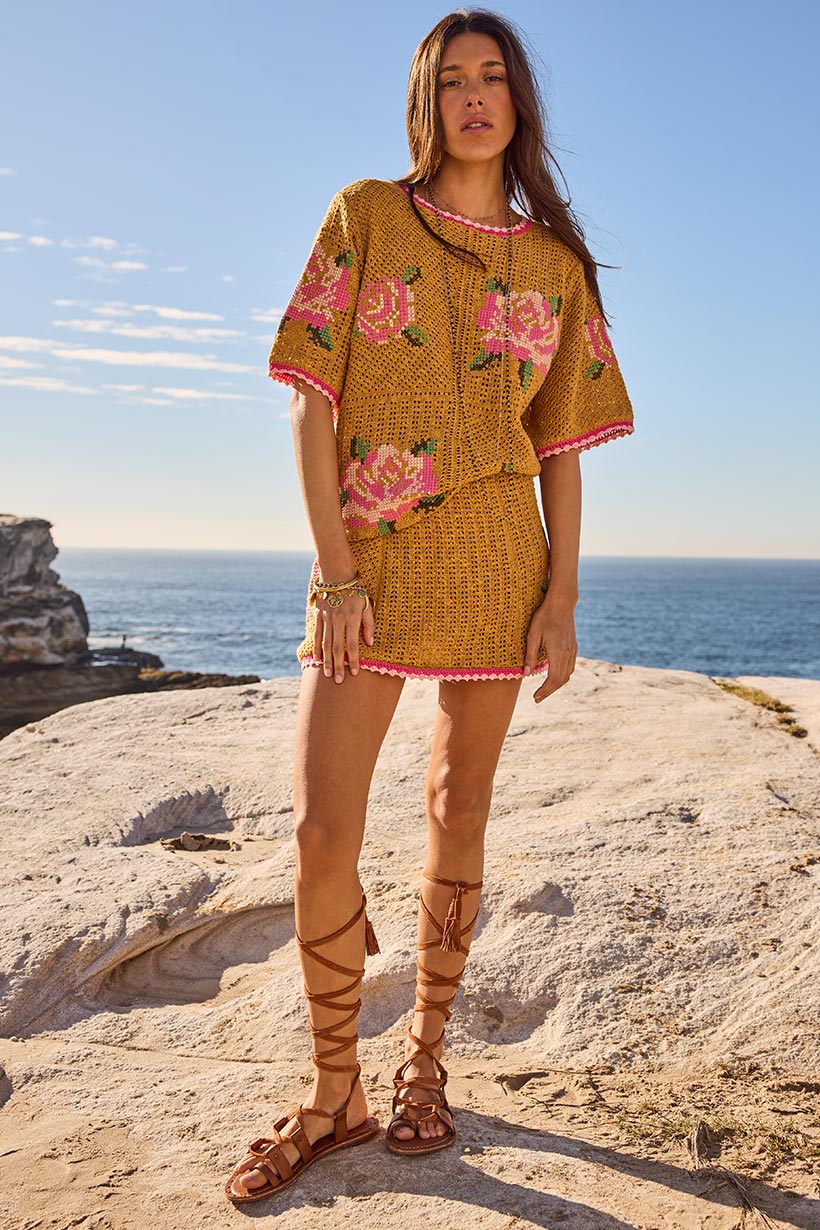 Coastal Granny Mini Skirt // Mustard