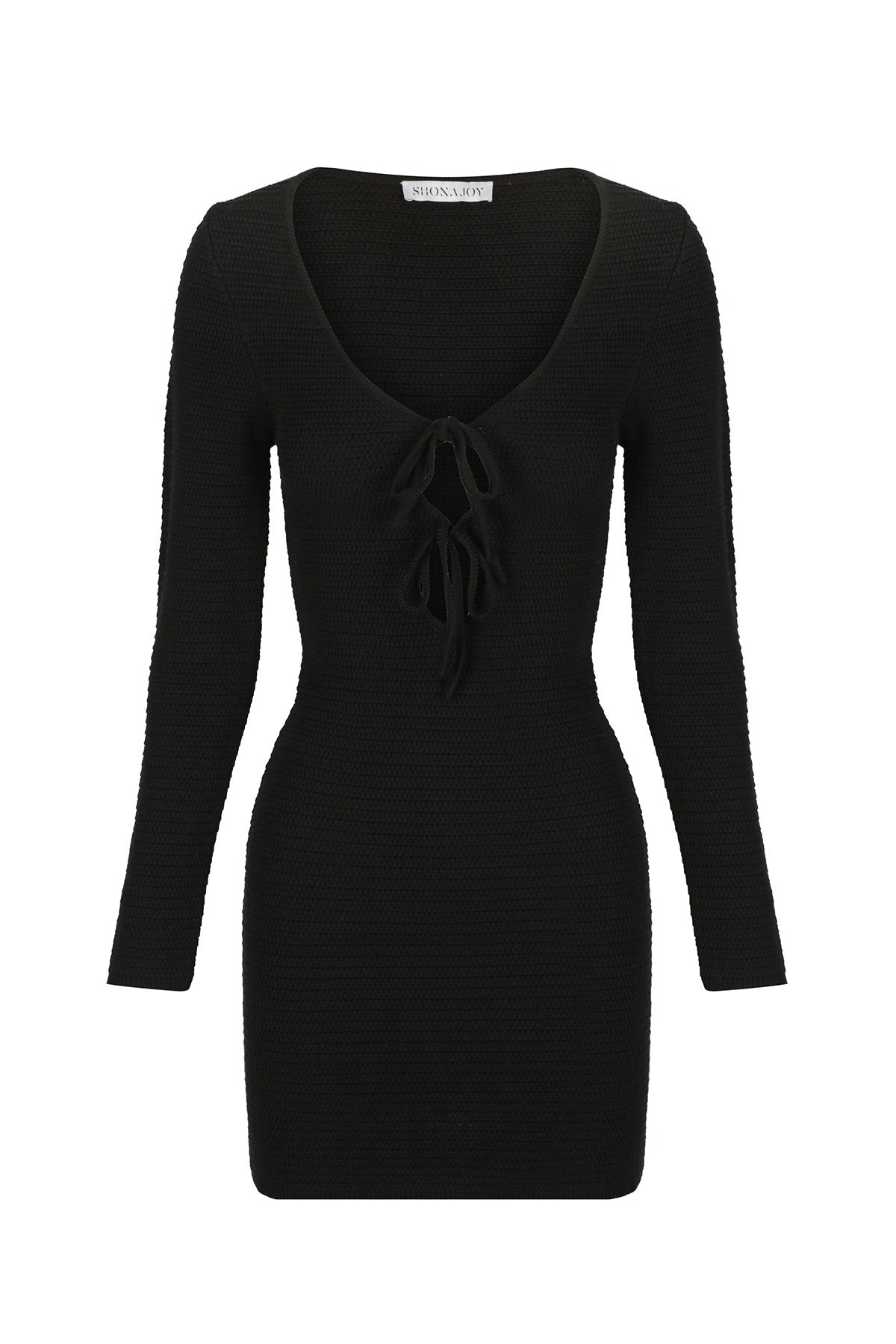 Eve Long Sleeve Keyhole Mini Dress // Black