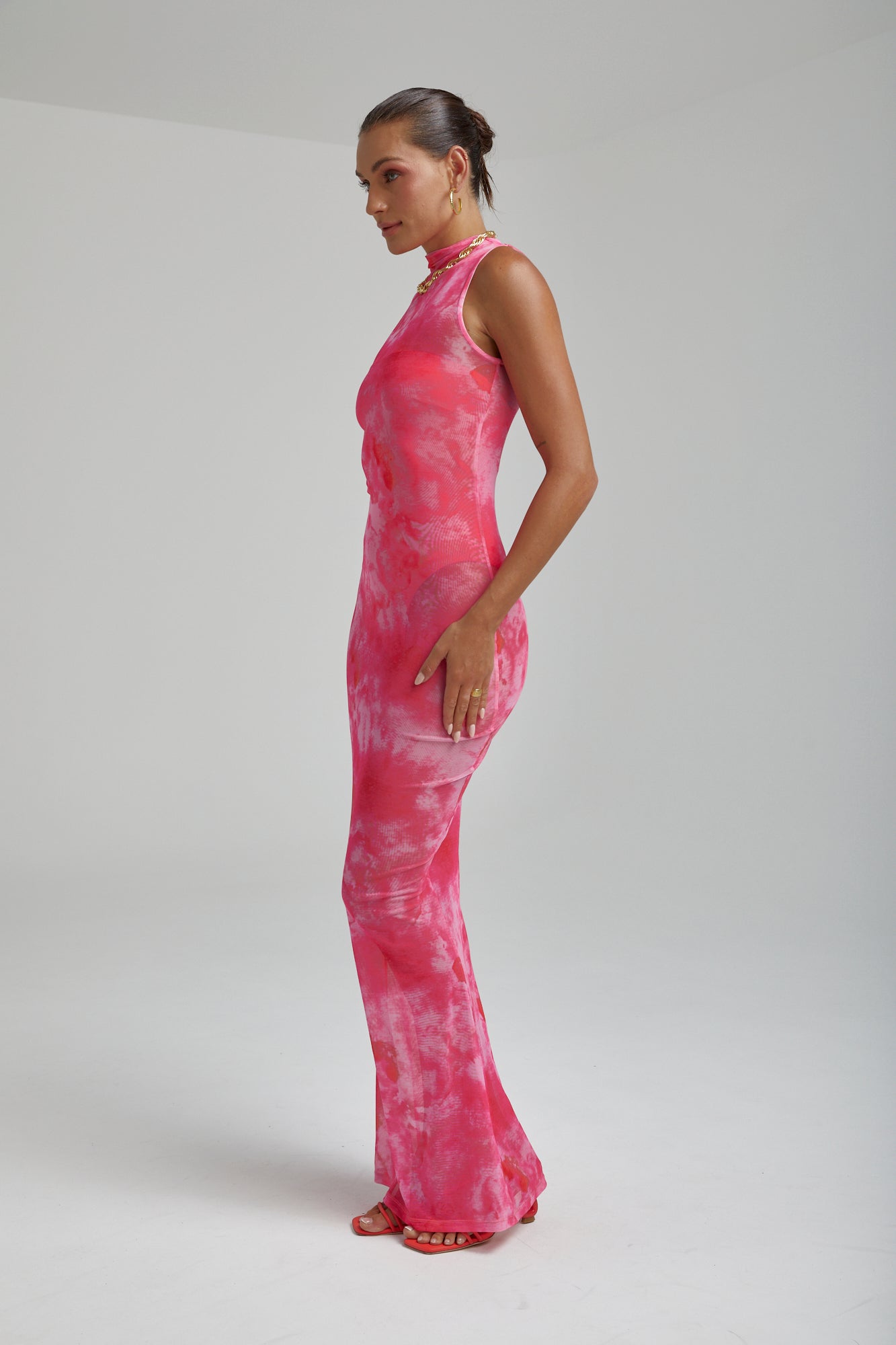 Mesh Maxi Dress // Hibiscus