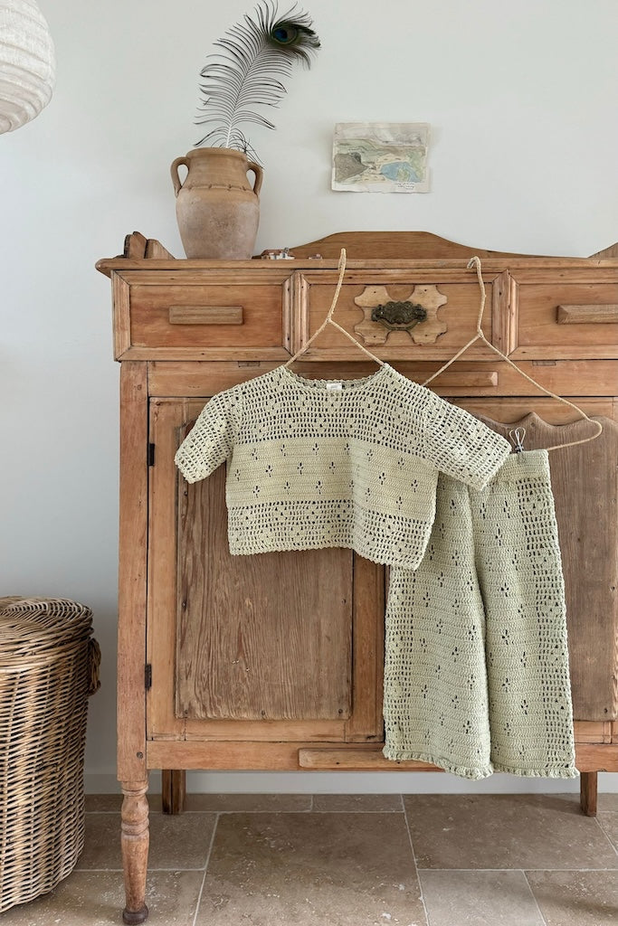 Filet Crochet Pants // Moss