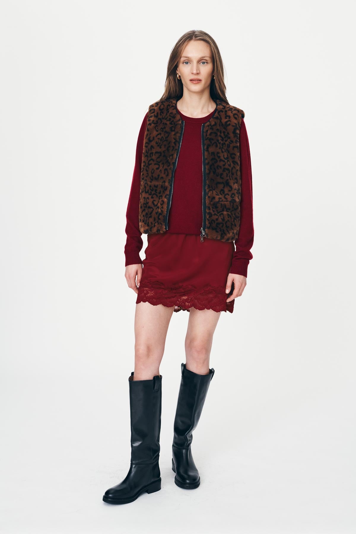 Marina Silk Mini Skirt // Wine Red