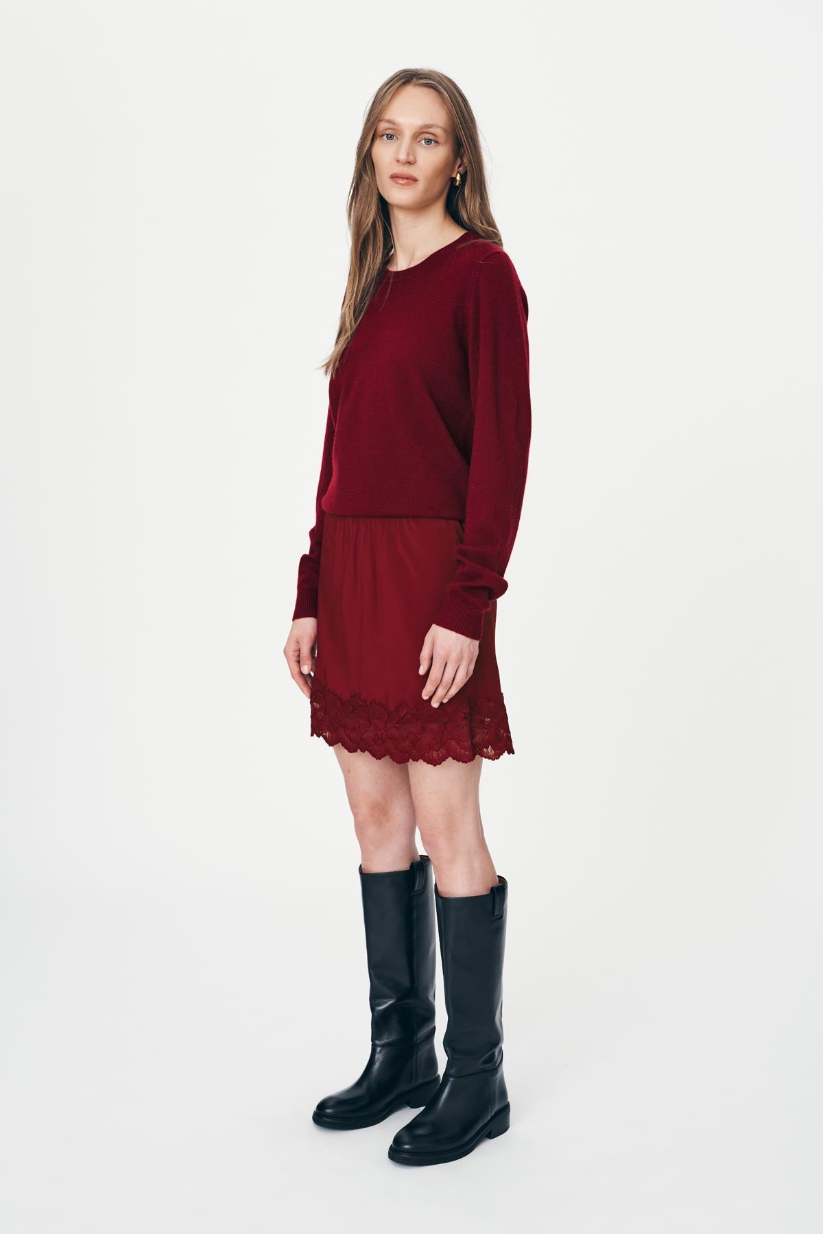 Marina Silk Mini Skirt // Wine Red