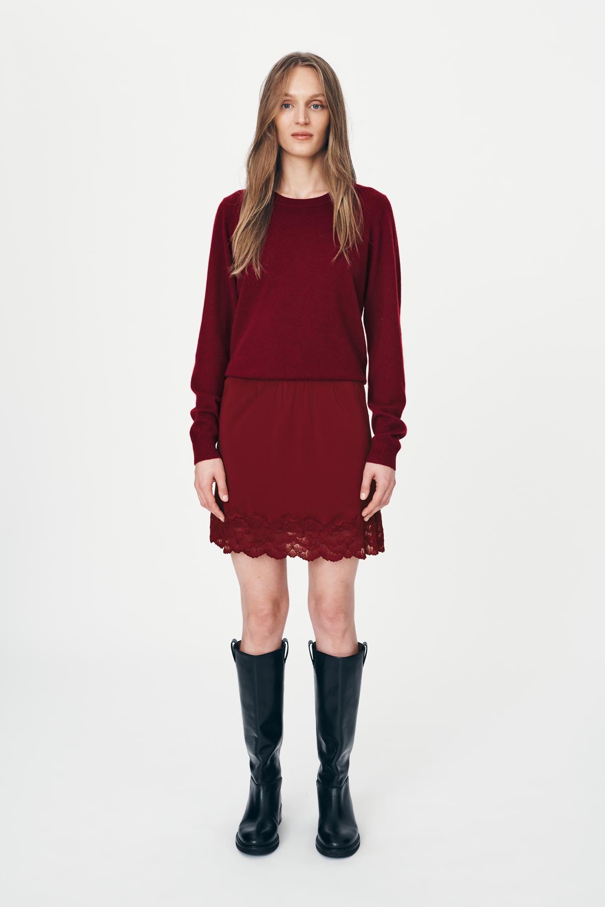 Marina Silk Mini Skirt // Wine Red