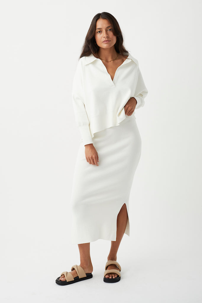 Harper Organic Knit Skirt // Cream