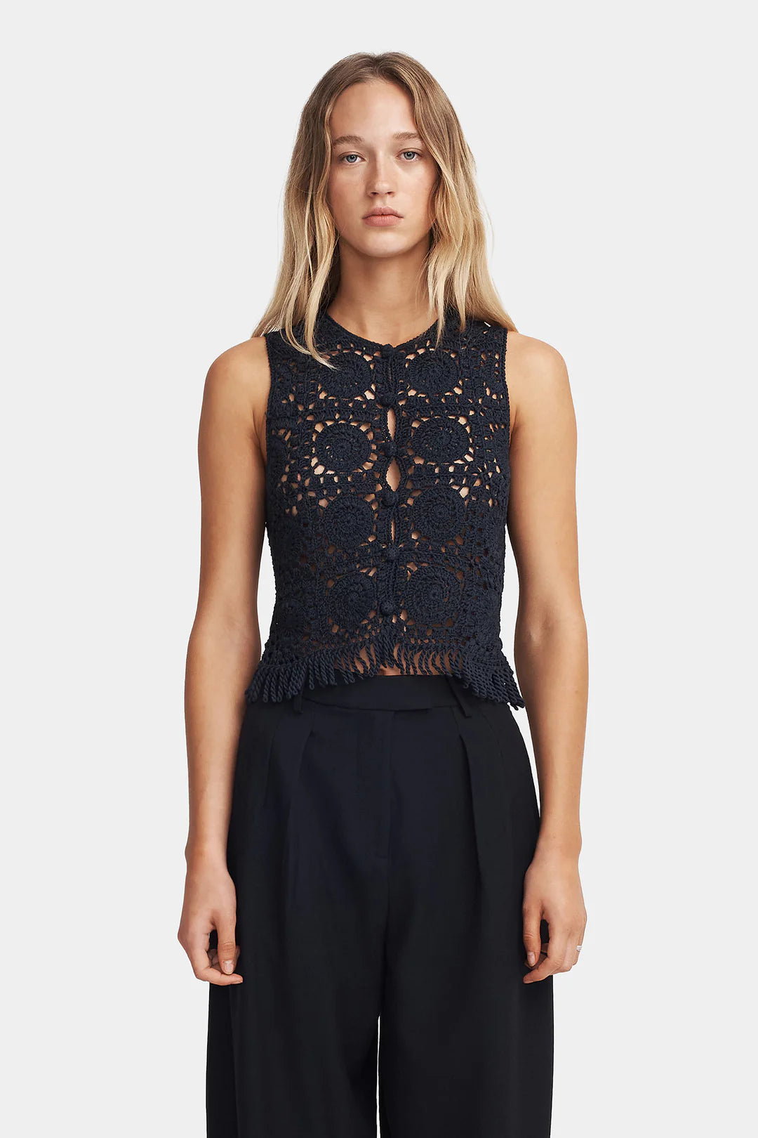 Patti Crochet Top // Navy