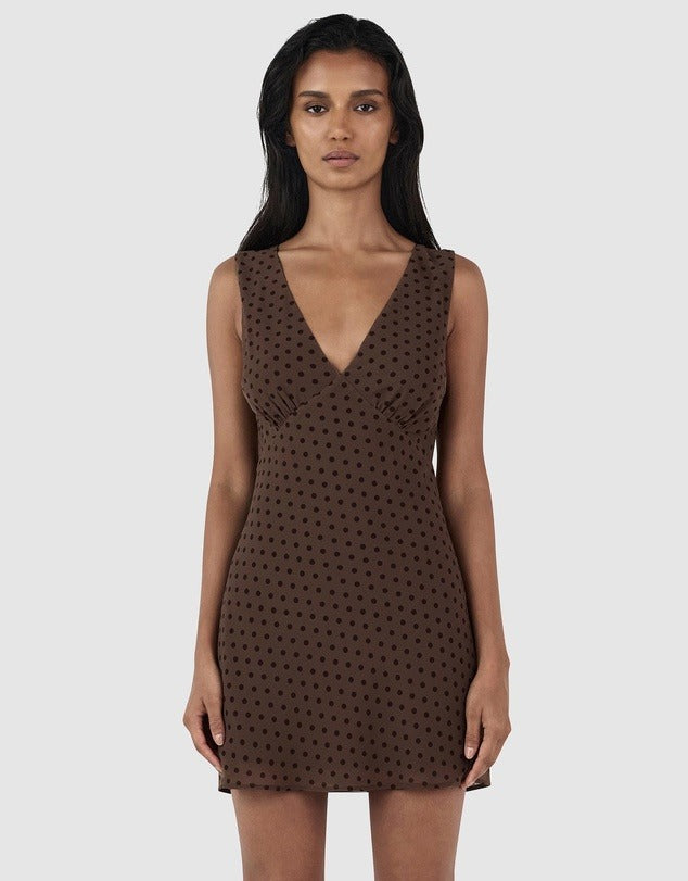 Quinn Mini Dress // Chocolate Polka
