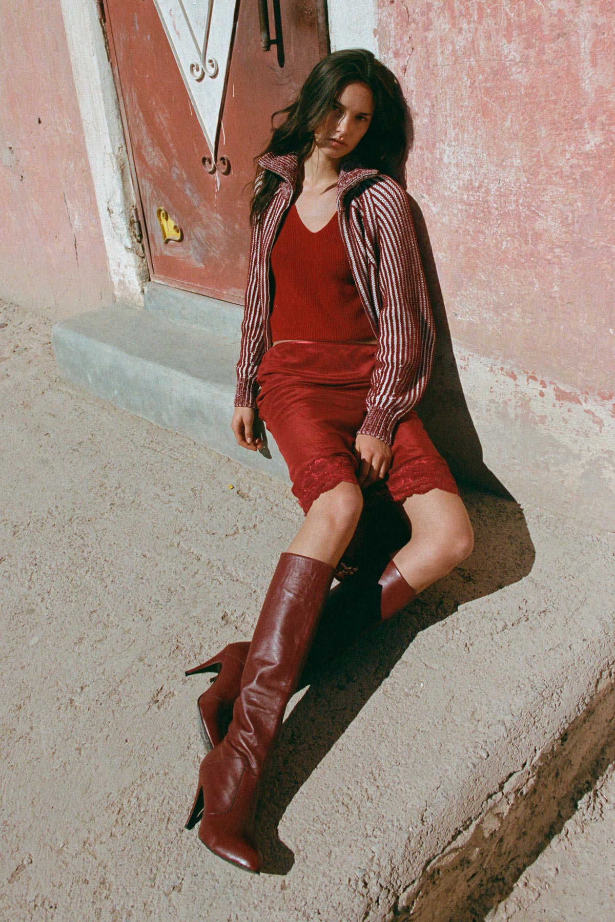Marina Silk Mini Skirt // Wine Red