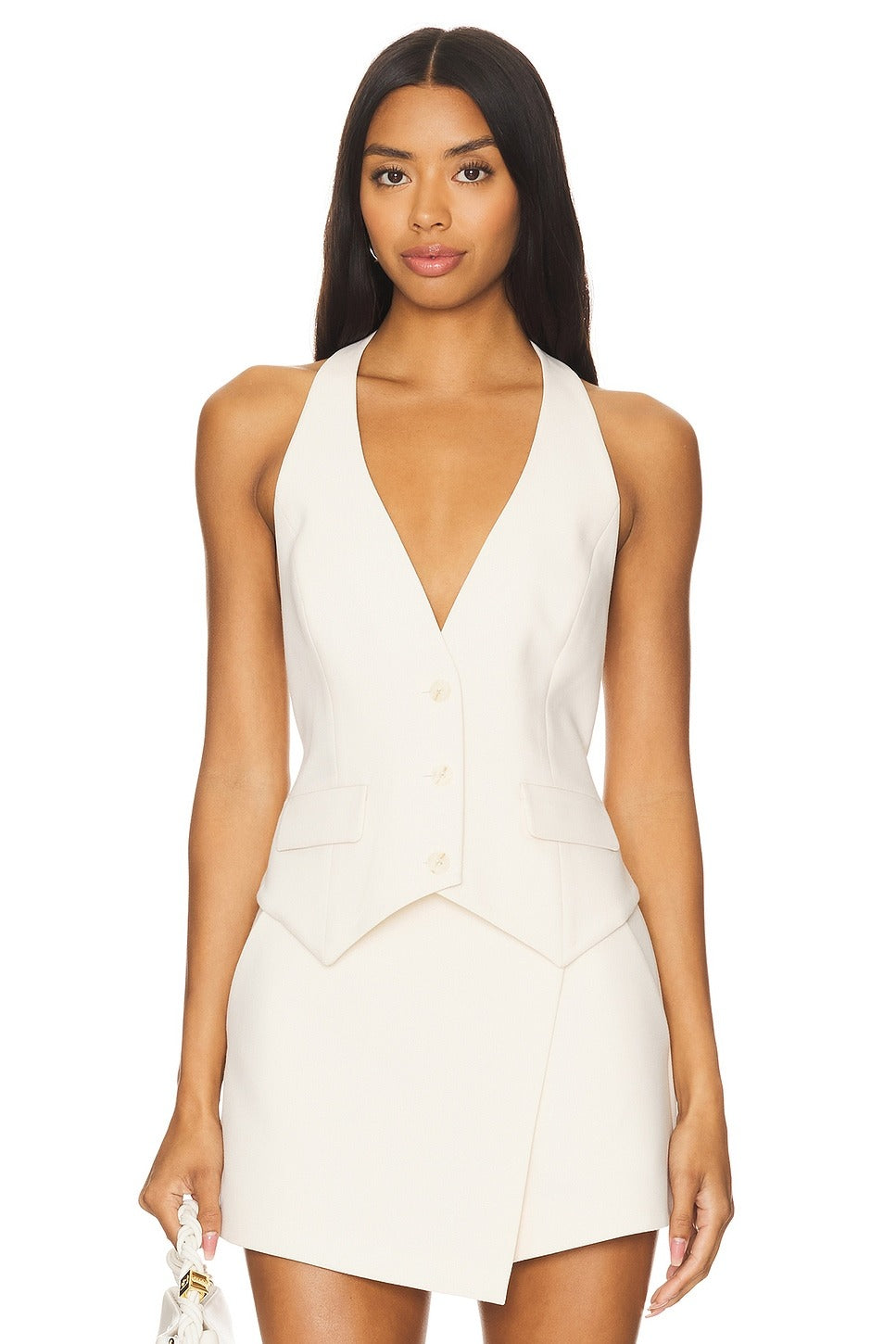 Irena Tailored Open Back Vest // Rice