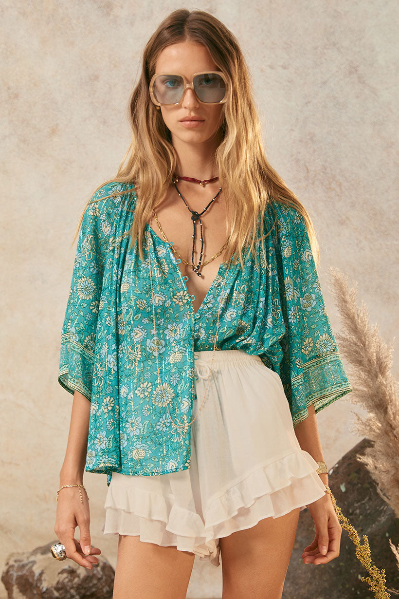 Elysian Short Sleeve Blouse // Jade