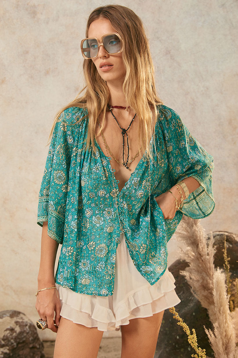 Elysian Short Sleeve Blouse // Jade