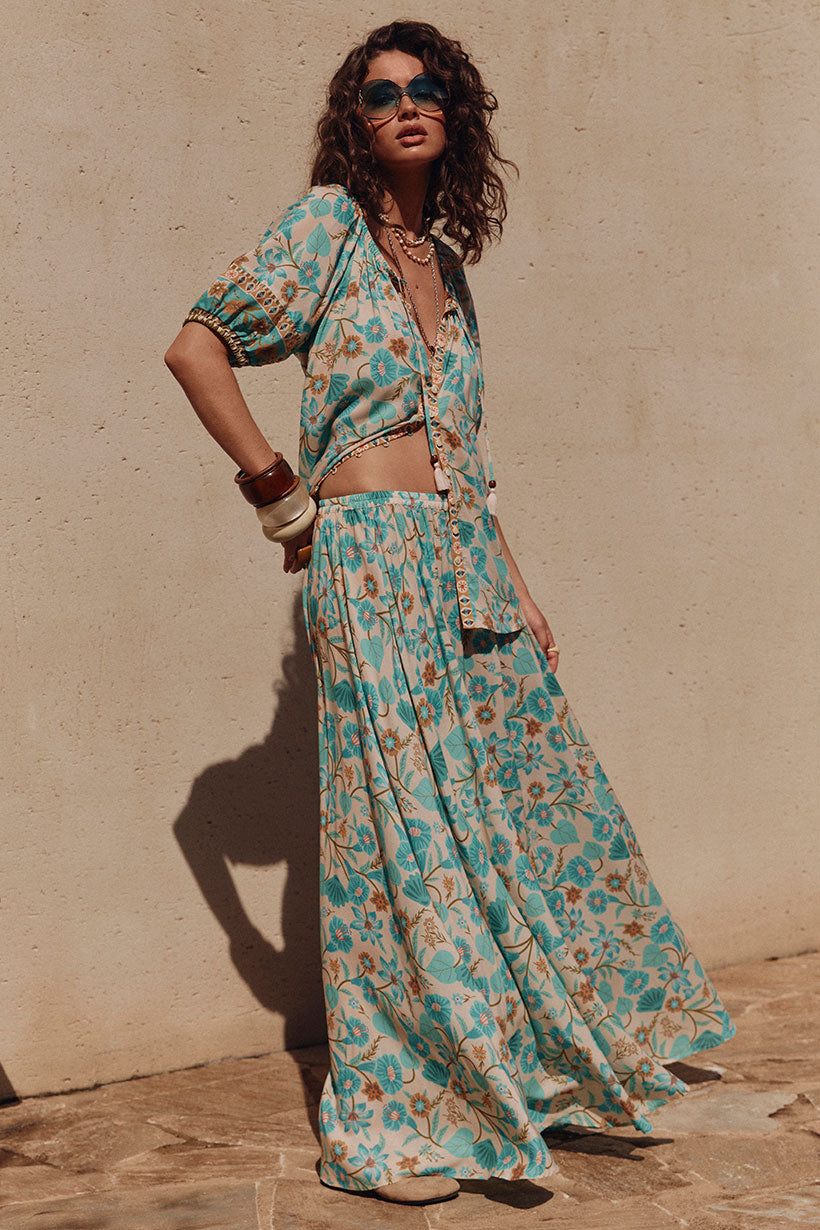 Goldie Maxi Skirt // Lagoon