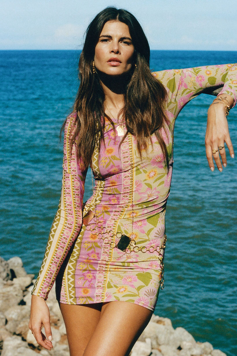 Goldie Shimmer Mini Dress // Desert Rose
