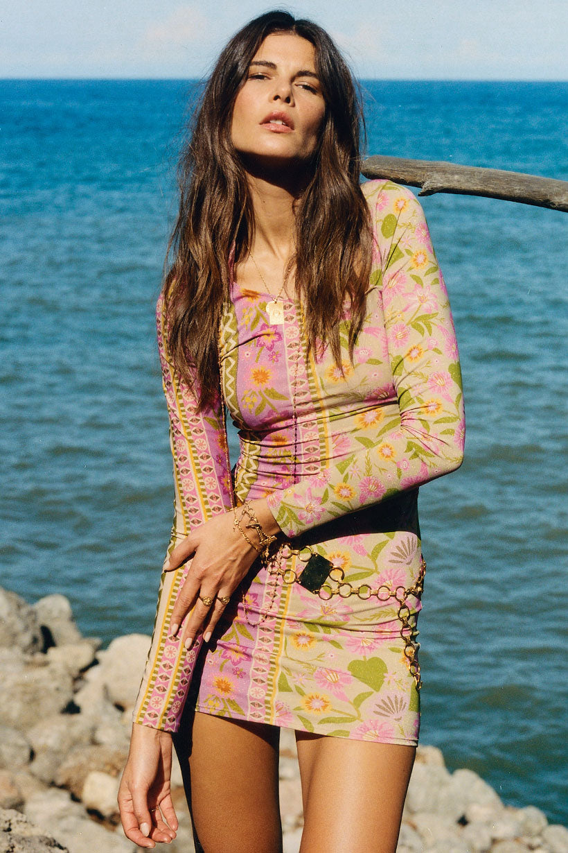 Goldie Shimmer Mini Dress // Desert Rose