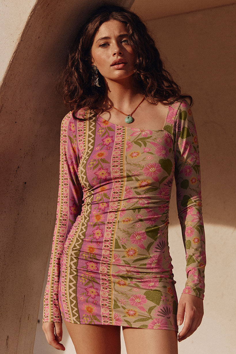 Goldie Shimmer Mini Dress // Desert Rose