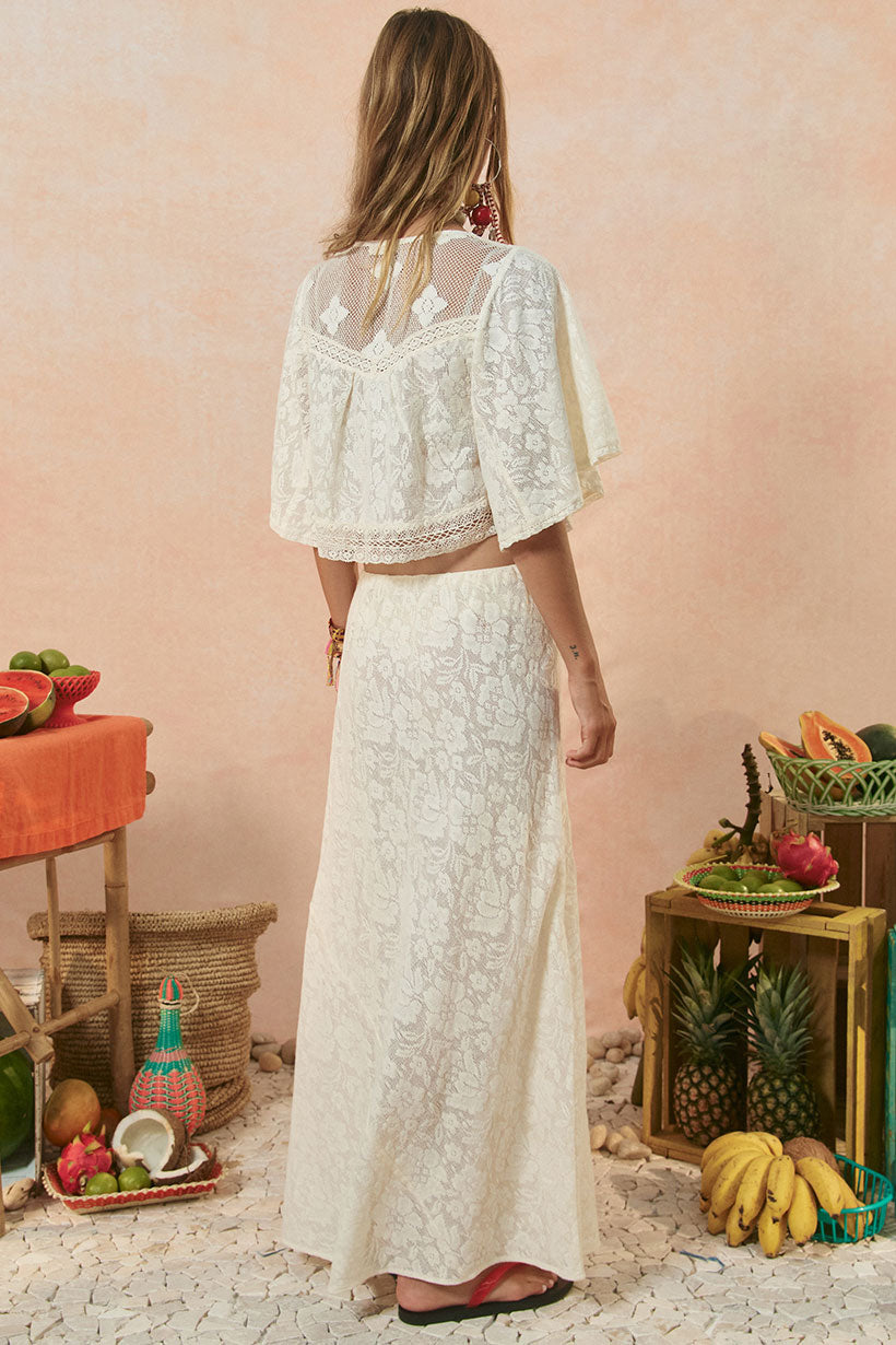 Free Love Lace Bias Skirt // Vintage Cream