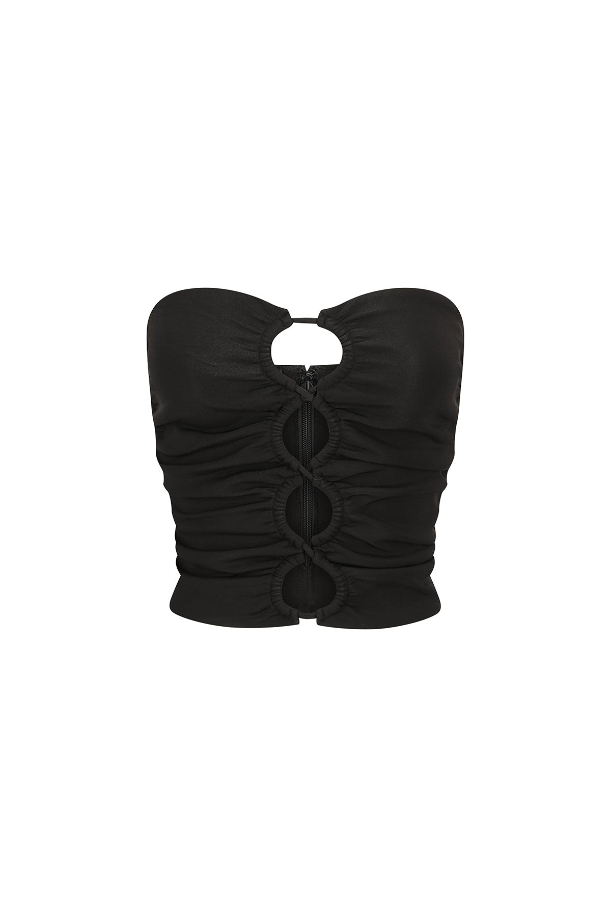 Yvette Lace Up Strapless Top // Black
