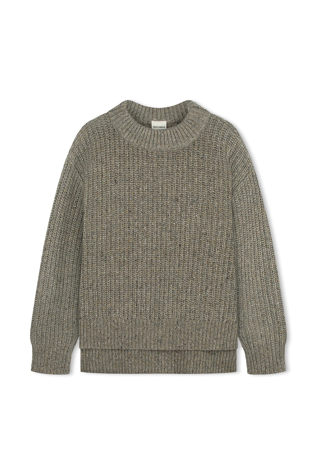 Merino Wool Blend Knit Jumper // Olive