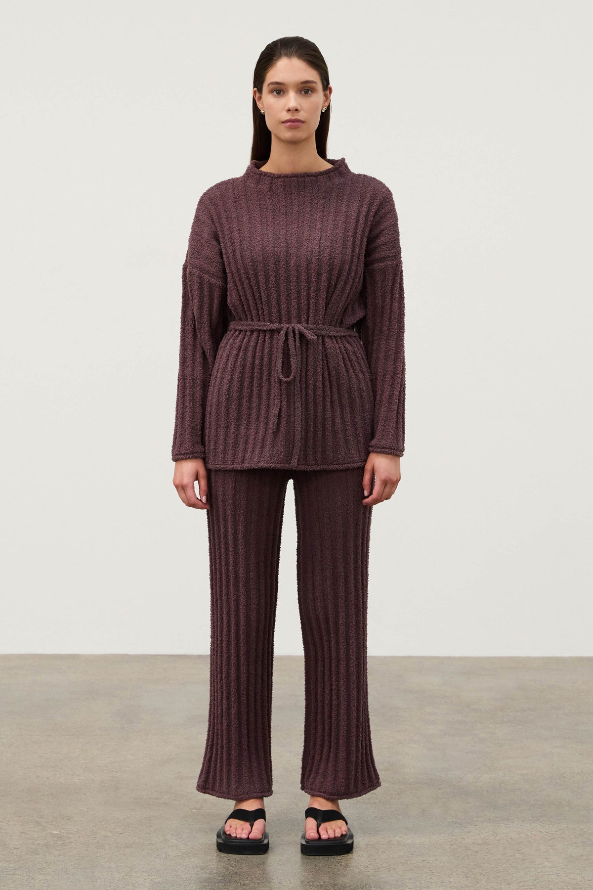 Textured Stripe Knit Pant // Currant
