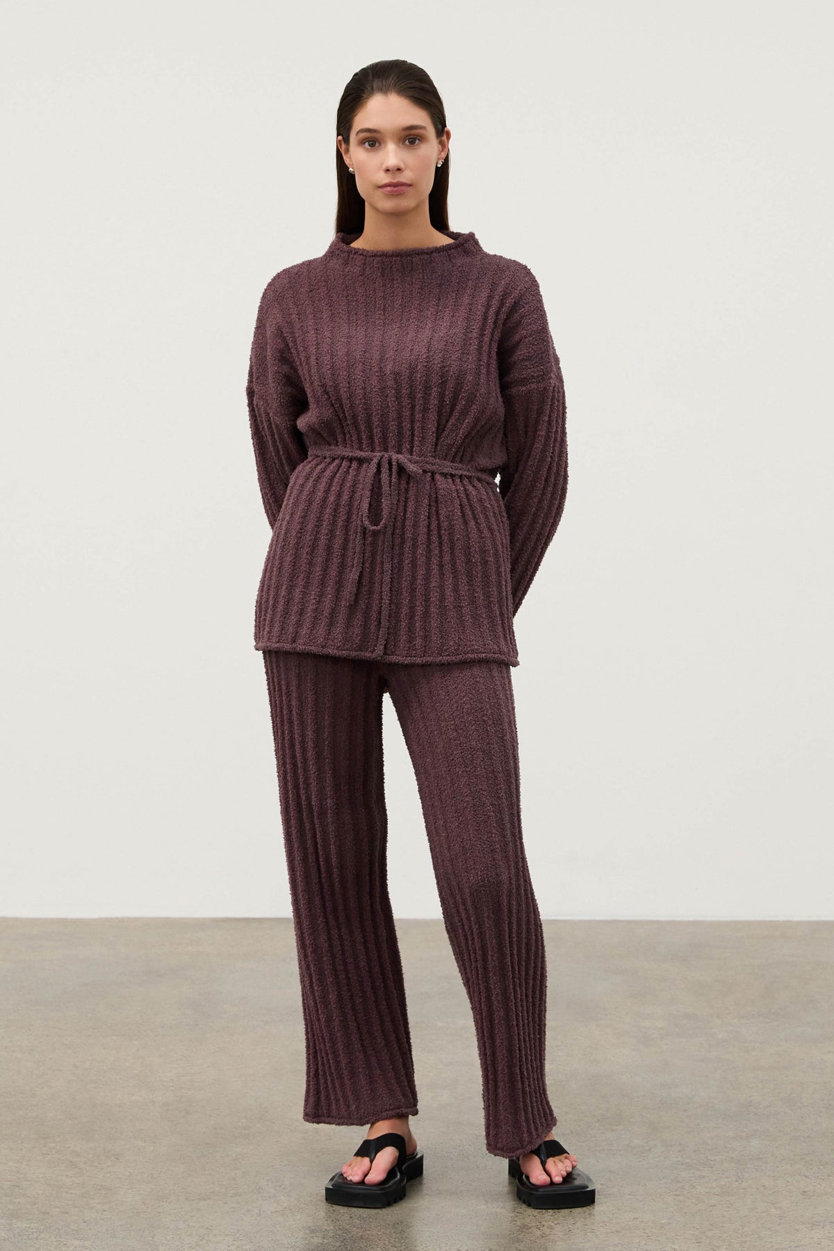 Textured Stripe Knit Pant // Currant