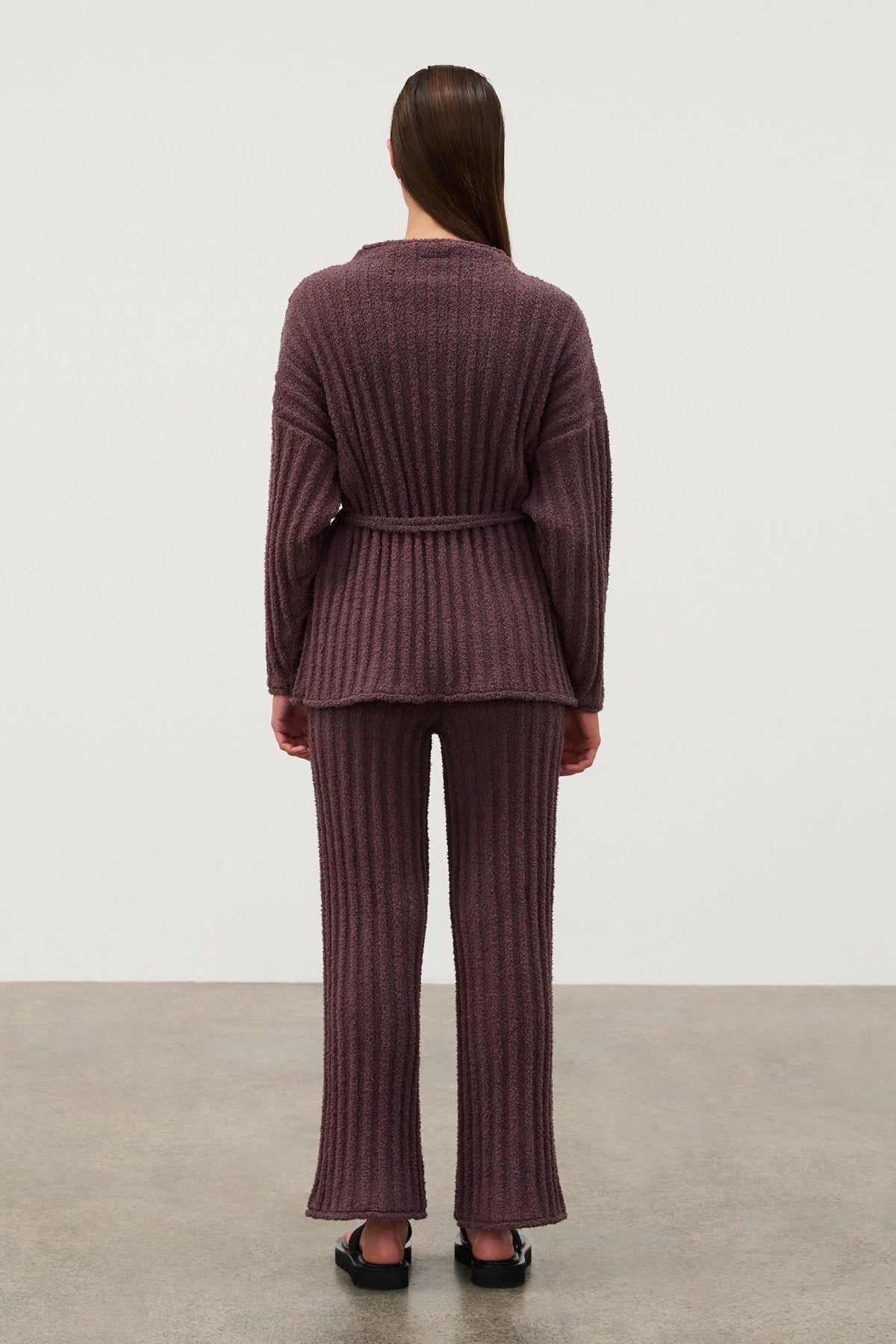 Textured Stripe Knit Pant // Currant