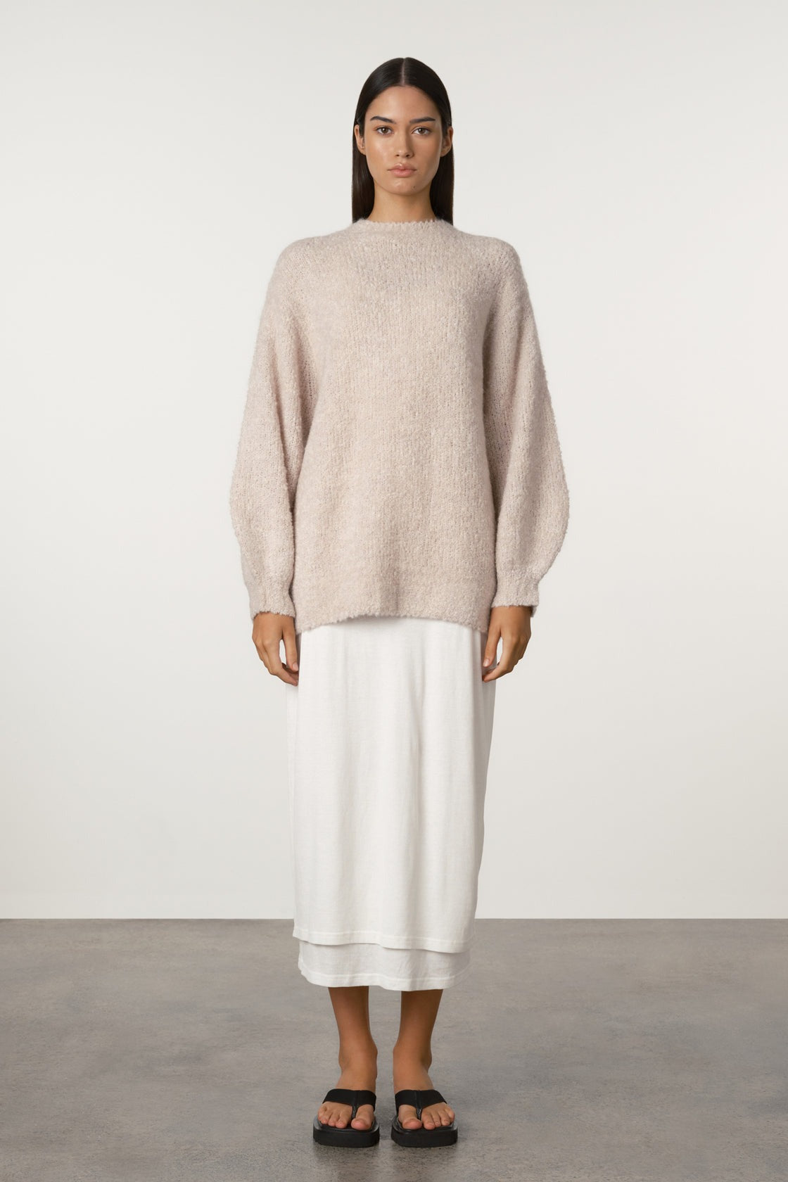 Stone Boucle Knit Wool Blend Jumper