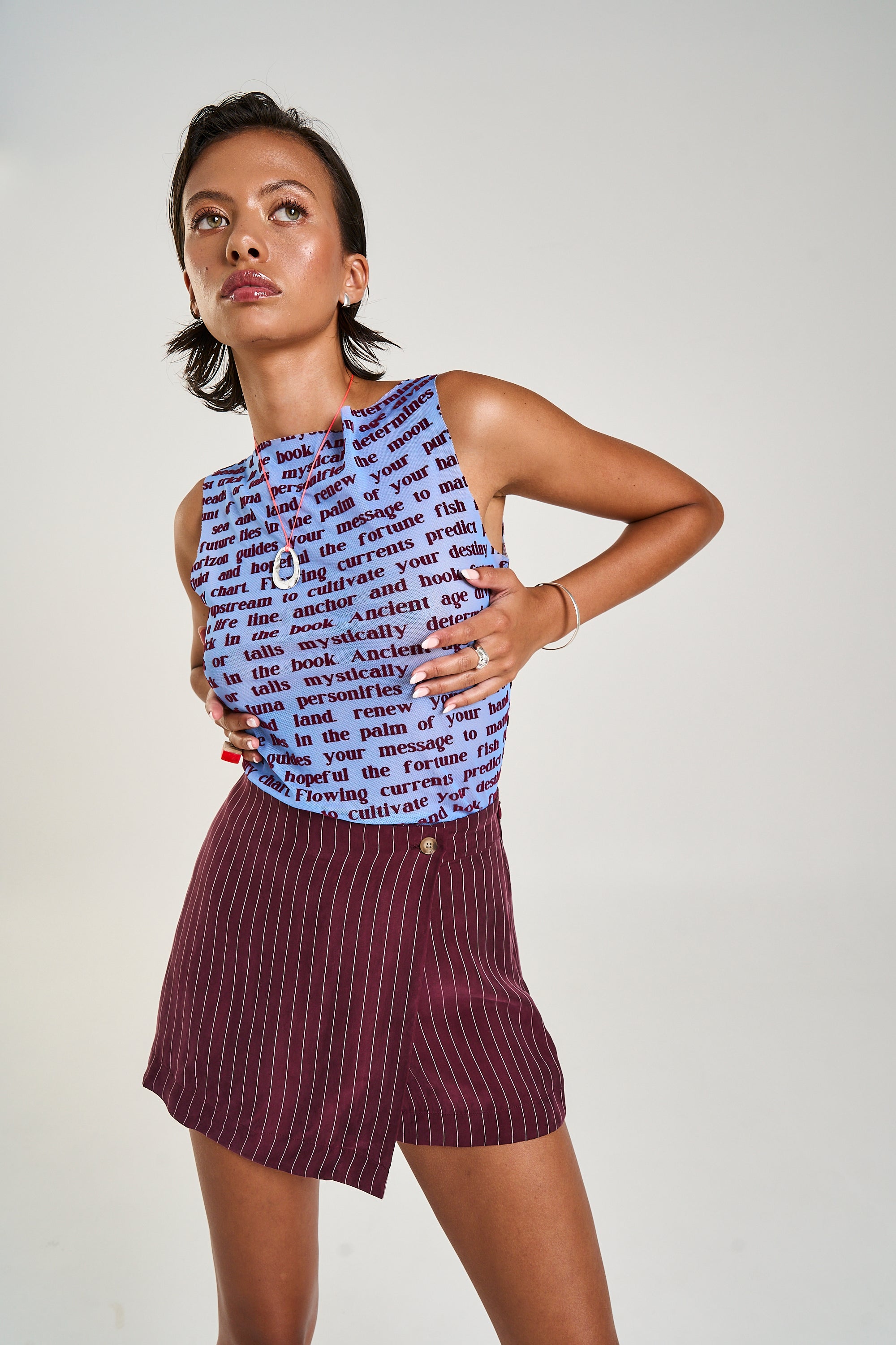 A-Sym Skort // Kina Pinstripe