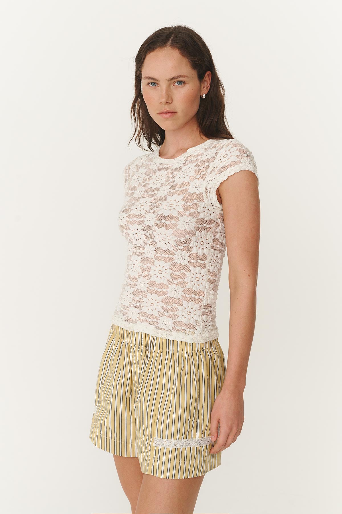 Galo Sunflower Lace Tee // Creme