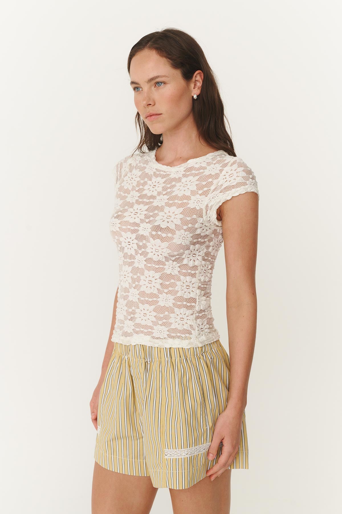 Galo Sunflower Lace Tee // Creme