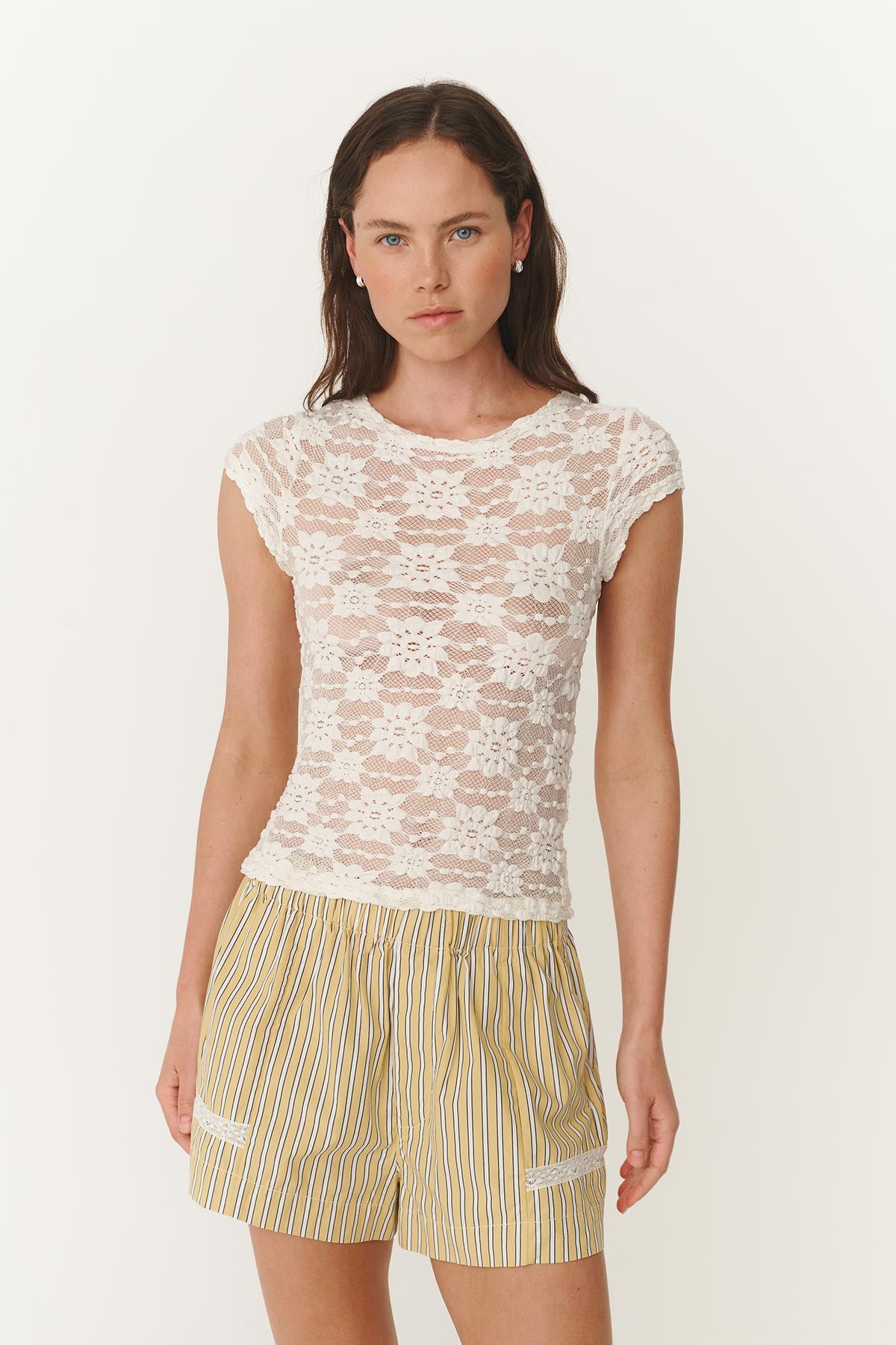 Galo Sunflower Lace Tee // Creme